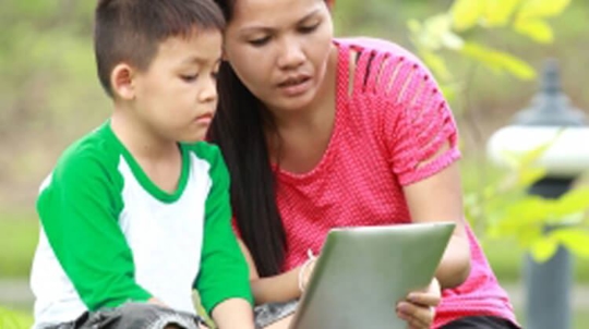 mother and child reading