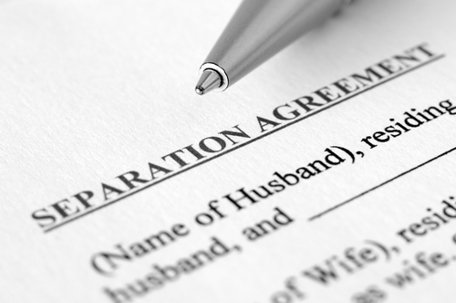 Separation agreement document with pen