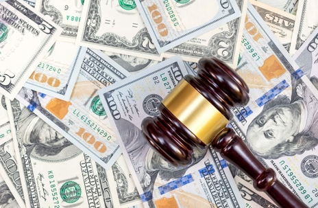 Gavel with money